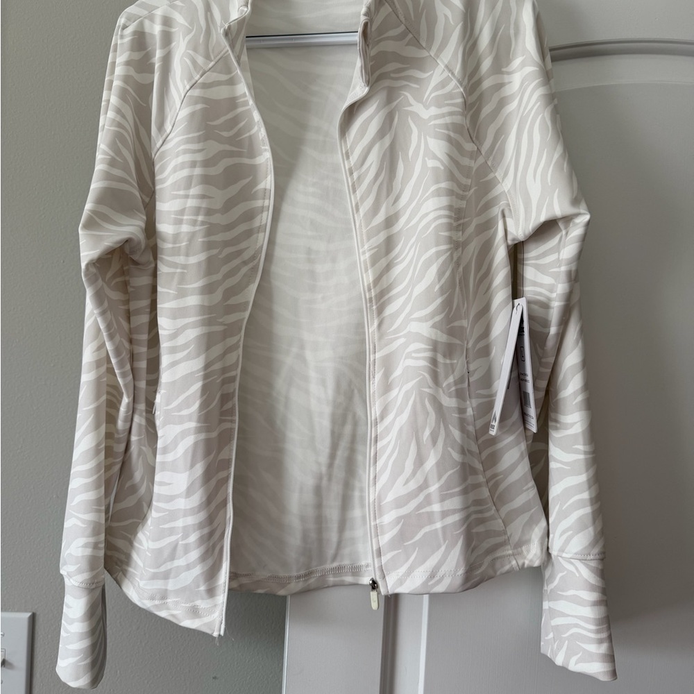 RBX Cream Zebra-Print Athletic Jacket